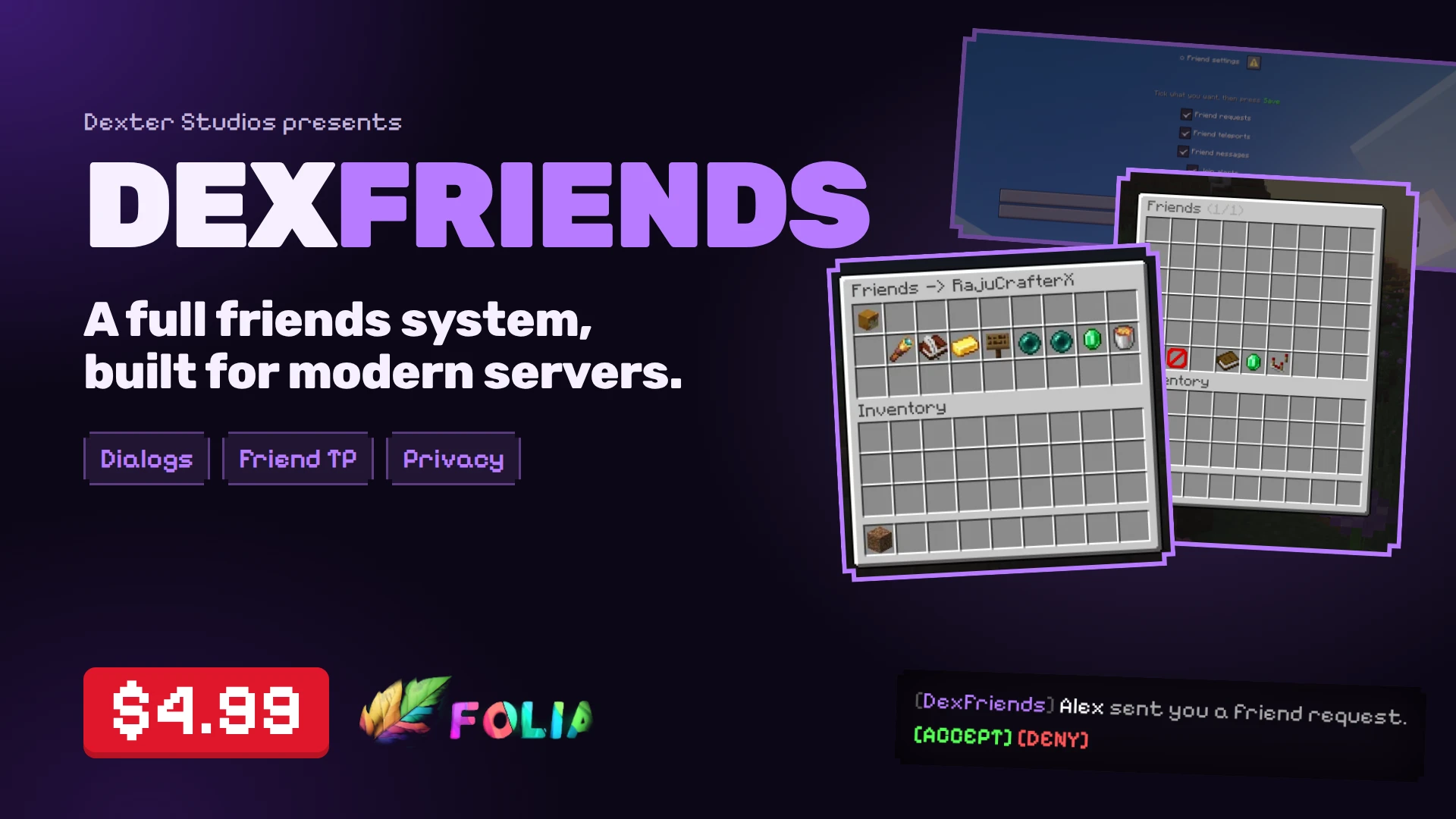 DexFriends — A full friends system, built for modern servers