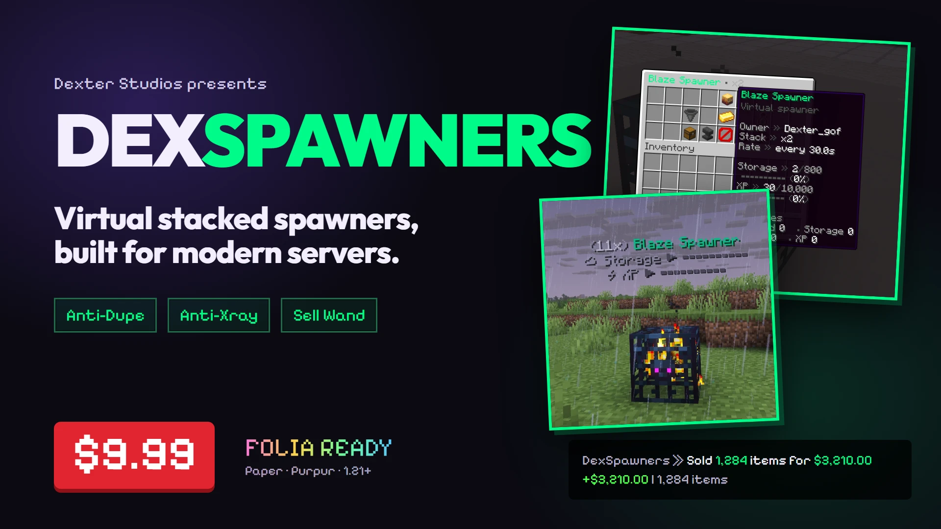 DexSpawners — Virtual stacked spawners, built for modern servers